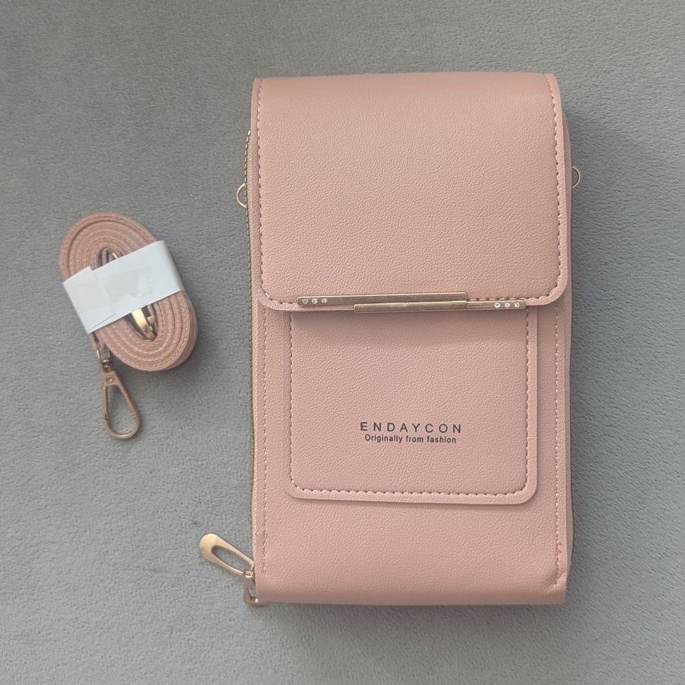 NEW Pink Crossbody Bag With Clear Cell Phone Window - Picture 4 of 16